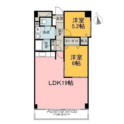 カデンツァ(2LDK/4階)の間取り写真