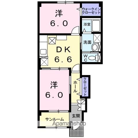 アタラクシアーⅡ・A(2DK/1階)の間取り写真