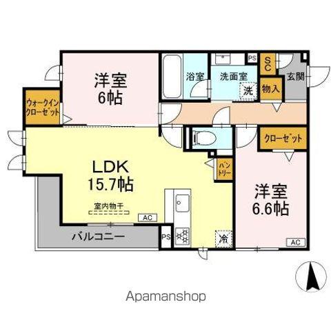 グラシオン(2LDK/2階)の間取り写真