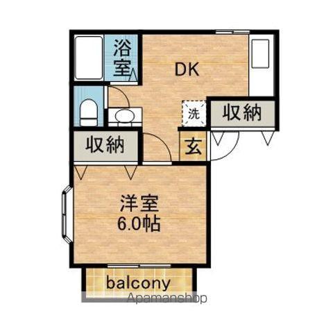 エルヴィーナ宮津台(1DK/1階)の間取り写真