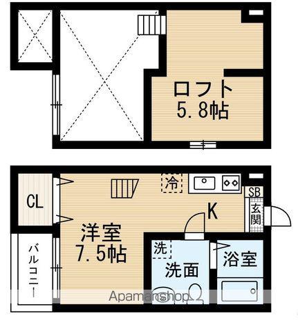 シャンティ中島(ワンルーム/1階)の間取り写真