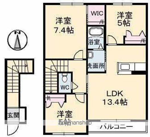シャーメゾン西山崎 A棟・B棟(3LDK/2階)の間取り写真