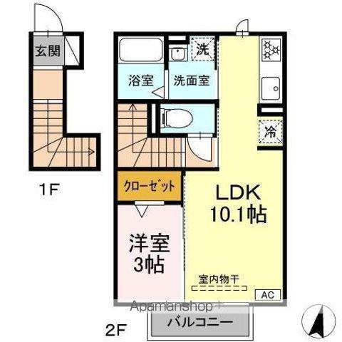 STARION(1LDK/2階)の間取り写真