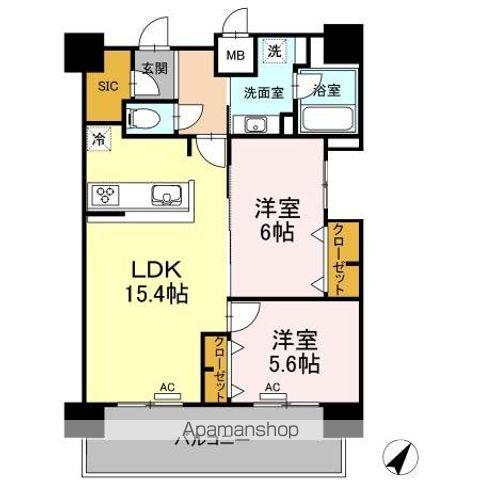 ALOFTⅡ(2LDK/8階)の間取り写真