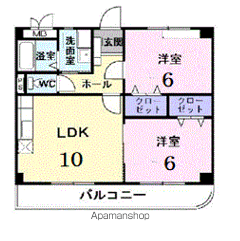 フレスコ アビタシオン(2LDK/4階)の間取り写真
