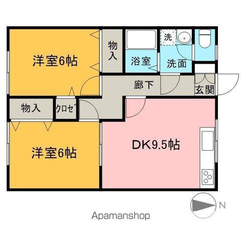 ウエストプラザⅢ(2DK/1階)の間取り写真