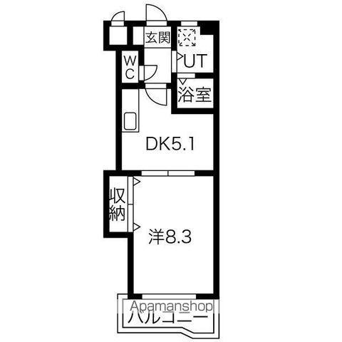レジデンス黒龍(1DK/3階)の間取り写真