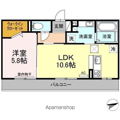 ペリゴール・ブラン(1LDK/2階)の間取り写真