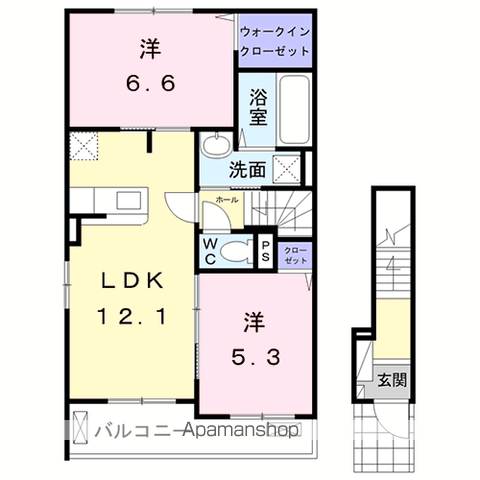 ラシーヌⅢ(2LDK/2階)の間取り写真