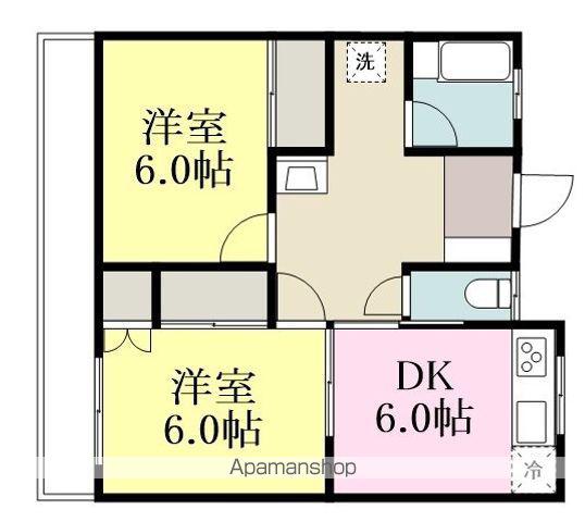 美沢ビル(2DK/2階)の間取り写真