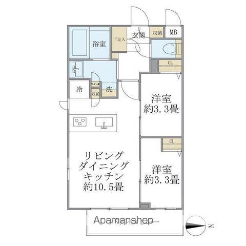 LA PERLA NAKANO(2LDK/4階)の間取り写真