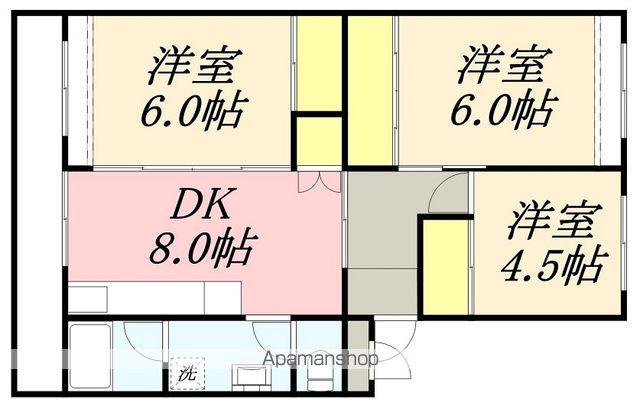 ヴィラナリー函館6号棟(3DK/4階)の間取り写真