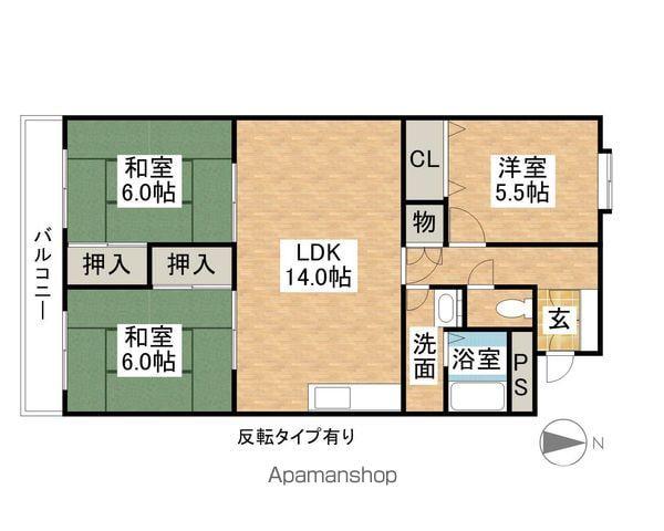 マンションコスモス(3LDK/4階)の間取り写真