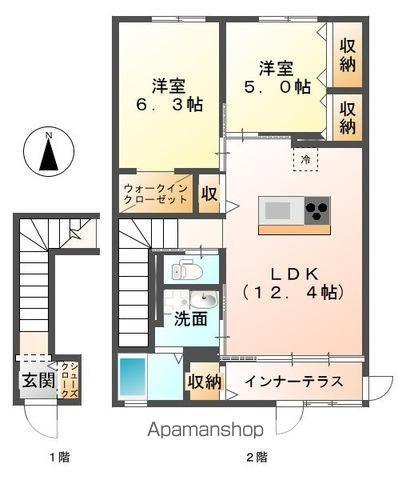 クレアⅡ(2LDK/2階)の間取り写真