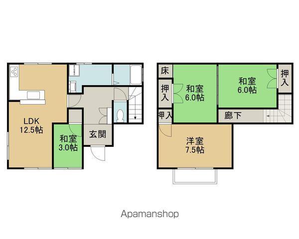 愛媛県今治市 2階建 築36年(3LDK)の間取り写真