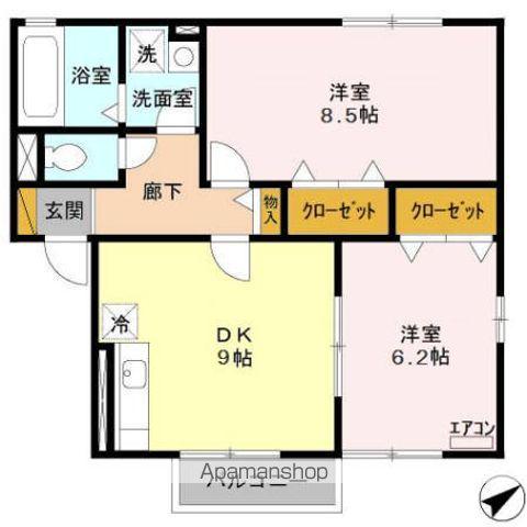 シャイニースターⅡ(2DK/2階)の間取り写真