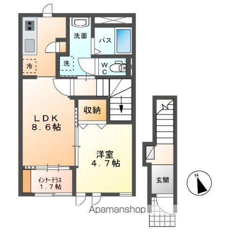 GRACIAⅡ(1LDK/2階)の間取り写真