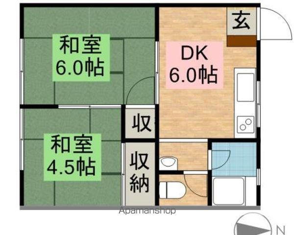 メゾンあずさ(2DK/2階)の間取り写真