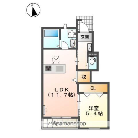 CEDAR RB(1LDK/1階)の間取り写真