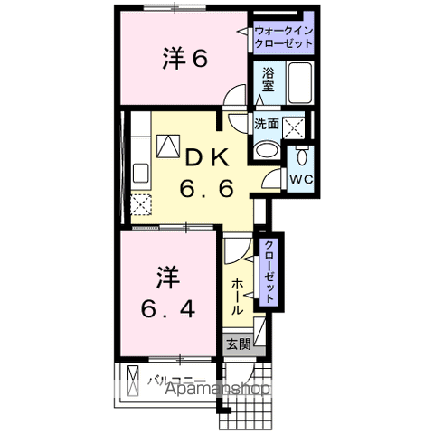 ベル コロレ A(2DK/1階)の間取り写真