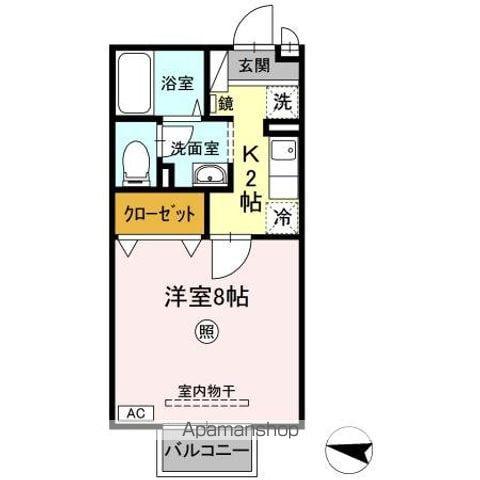 セジュールベリー(1K/2階)の間取り写真