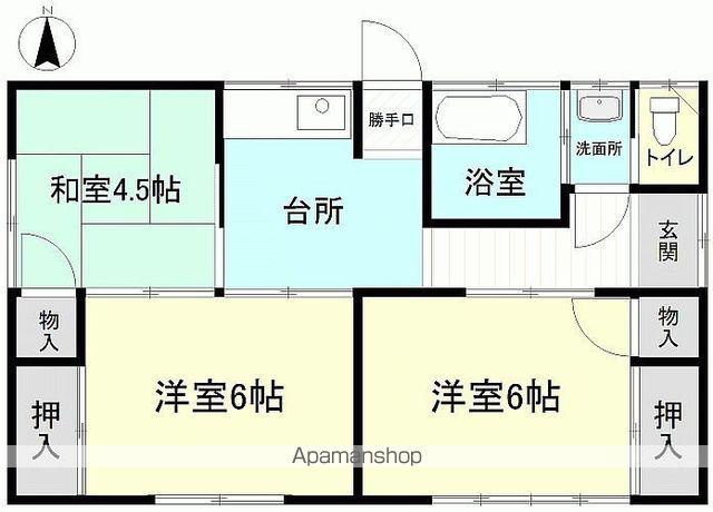 常磐線 泉駅(ＪＲ) バス乗車時間：32分 神白バス停で下車 徒歩5分 1階建 築46年(3K)の間取り写真