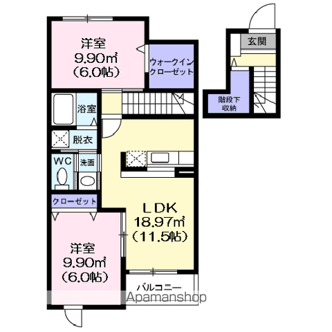 アローザ25C(2LDK/2階)の間取り写真