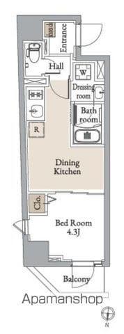 グランカーサ住吉Ⅲ(1DK/5階)の間取り写真