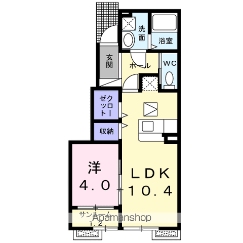 パグーロ (1LDK/1階)の間取り写真