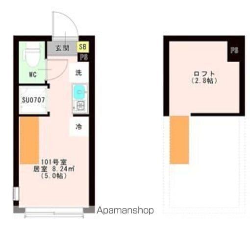 OTAS 代田橋(ワンルーム/1階)の間取り写真