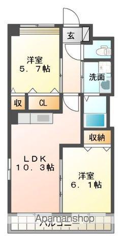 インペリアルコート(2LDK/2階)の間取り写真