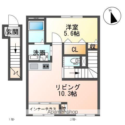 ル リアン(1LDK/2階)の間取り写真