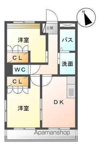 リバーキャッスル(2DK/2階)の間取り写真