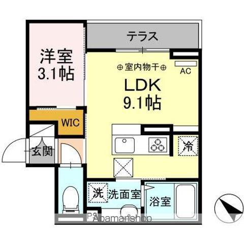 ソレール西久保(1LDK/1階)の間取り写真