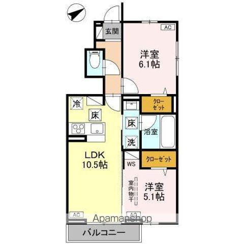 WISTERIA III(2LDK/1階)の間取り写真