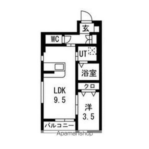 PIA蒲町2(1LDK/1階)の間取り写真