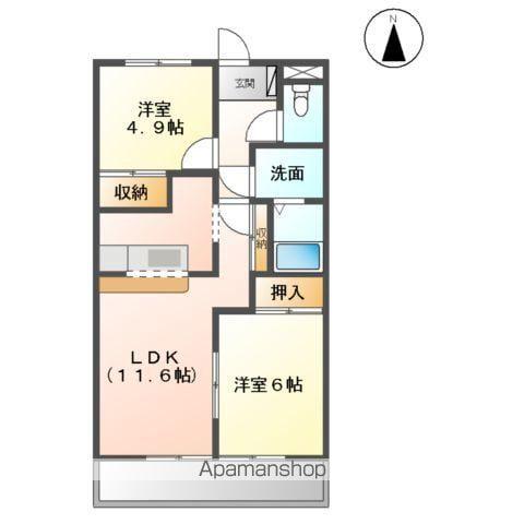 エンジェルウイング(2LDK/1階)の間取り写真