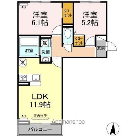プリエール・M(2LDK/3階)の間取り写真