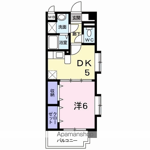 アニバーサリー(1DK/2階)の間取り写真