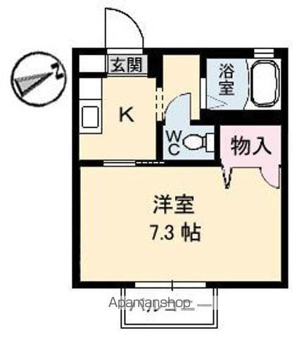 ヴィラージュ(1K/1階)の間取り写真
