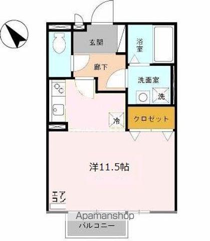 モナリエコート1(ワンルーム/2階)の間取り写真