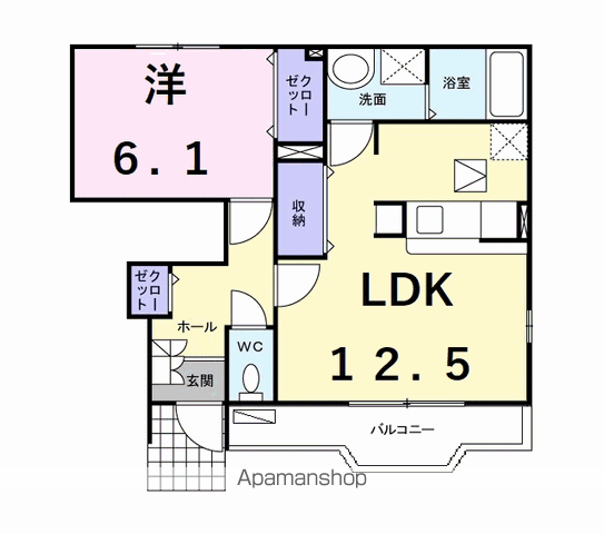 メゾン瑞穂Ⅰ(1LDK/1階)の間取り写真