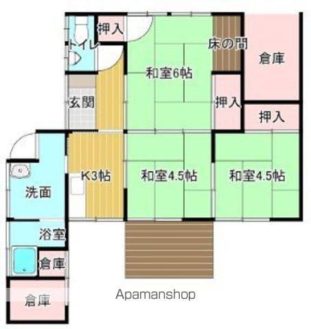 伊予鉄道郡中線 土橋駅(愛媛) 徒歩9分 1階建 築54年(3K)の間取り写真