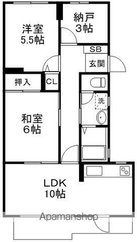 ホワイトハイツ東(2SLDK/2階)の間取り写真