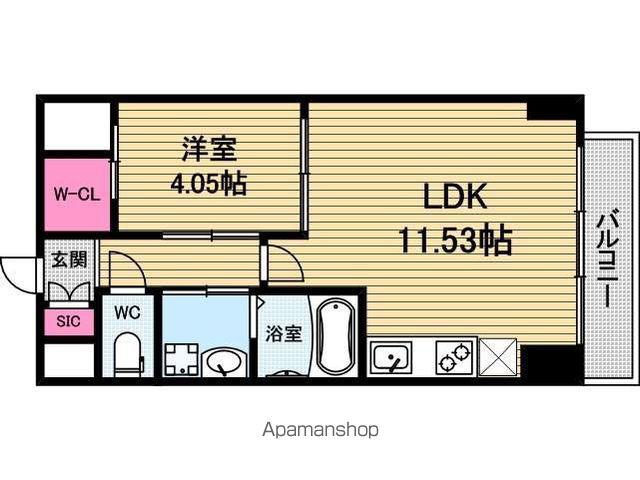 VINOプレジオ本町(1LDK/13階)の間取り写真
