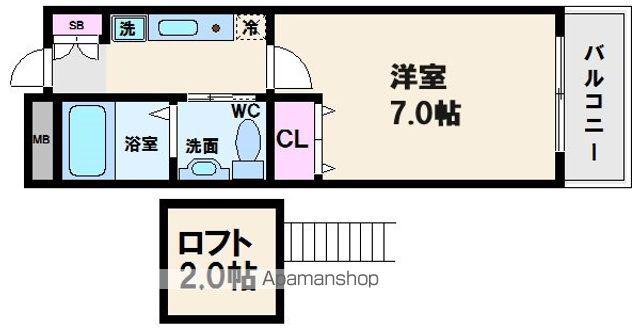 W.O.Bレマーニー昭和町(1K/4階)の間取り写真