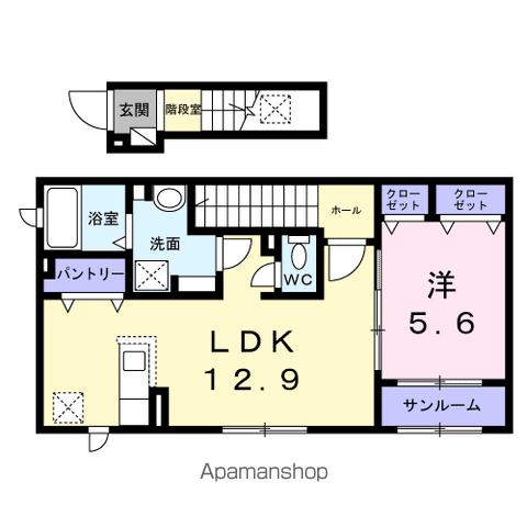 ピアチェーレ(1LDK/2階)の間取り写真