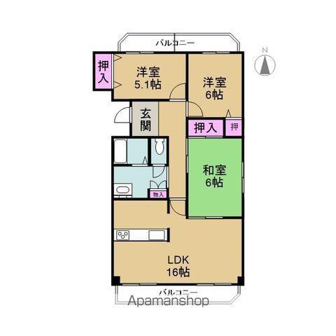グランサム(3LDK/2階)の間取り写真