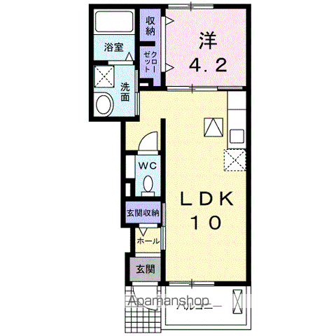 クラージュ Ⅰ(1LDK/1階)の間取り写真