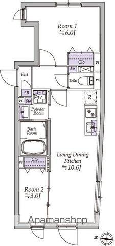 アトリオフラッツ高円寺ノース(2LDK/4階)の間取り写真